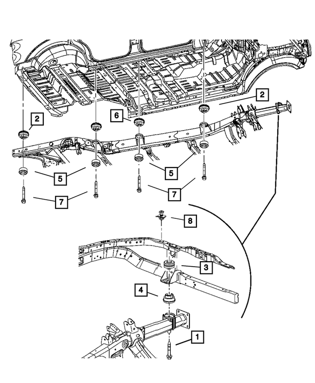 68025825AA - Frame, Bumper, and Fascia: Frame To Body Isolator for Mopar Image