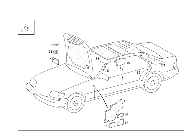 1406800125 - Panelling: Damping for Mercedes-Benz: 300SD, 400SE, 400SEL, 500SEL, 600SEL, S420 Image image