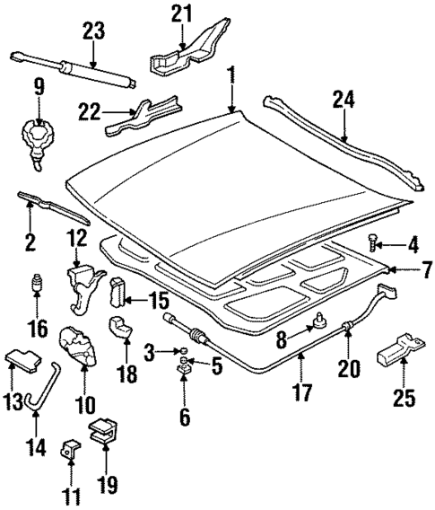 Hood & Components for 1997 Cadillac DeVille #0