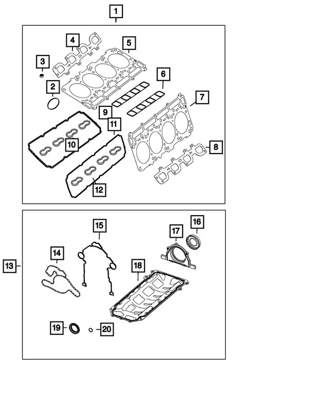 68532010AA - Engine: Engine Gasket Kit for Dodge: Challenger, Charger, Durango | Jeep: Grand Cherokee | Ram: 1500 Image