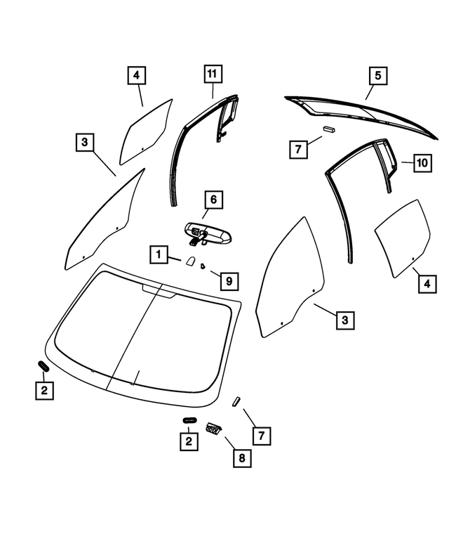 68100785AA - Glass: Shipping Assembly - 30 Lite Glass Windshield for Mopar Image
