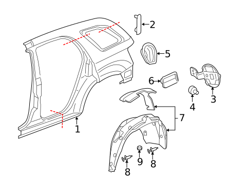 Quarter Panel & Components for 2006 Pontiac Torrent #0