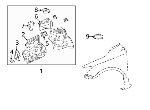Structural Components & Rails for 2011 Toyota Corolla #1