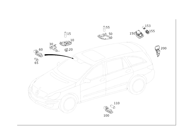 1648202023 - : Interior Lamp for Mercedes-Benz: R320, R350, R500 Image