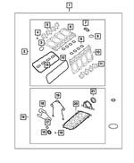 68294132AB - 5.7L HEMI Gas; Engine: Long Block Engine Gasket Kit for Chrysler: 300 | Dodge: Challenger, Charger, Durango, Ram 1500, Ram 2500, Ram 3500 | Jeep: Commander, Grand Cherokee, Grand Cherokee L | Ram: 1500, 1500 Classic, 2500, 3500 Image