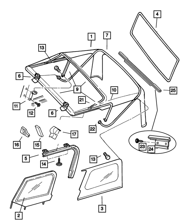 5HM42VK9AC - Body Sheet Metal Except Doors: Half Door Soft Top Window, Right for Mopar Image