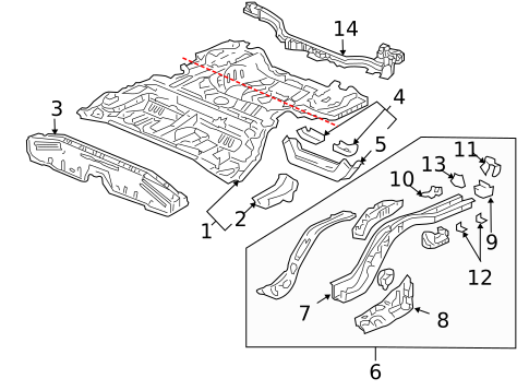 Rear Floor & Rails for 2007 Honda Accord #2
