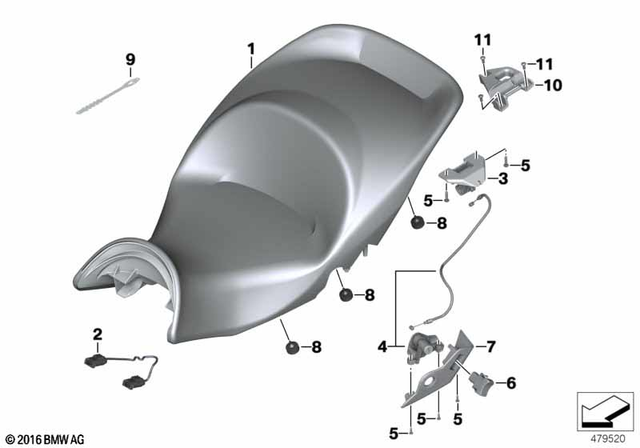 52539829802 - Seats and Seat Bench: Seat Bench One-Piece High - Black for BMW-Motorrad Image