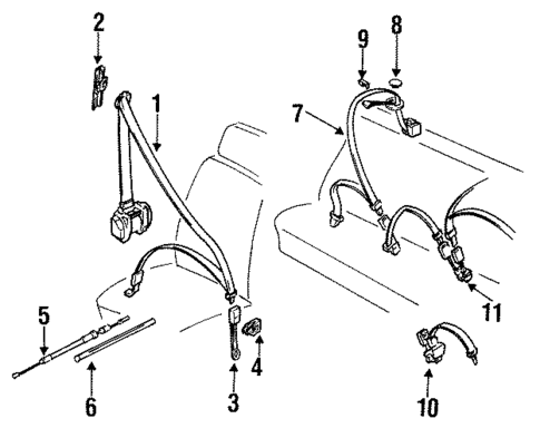 Rear Seat Belts for 1992 Audi 100 Quattro #0