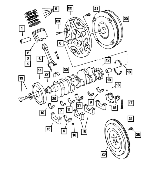 Crankshaft, Pistion and Torque Converter for 2003 Dodge Ram 3500 #0