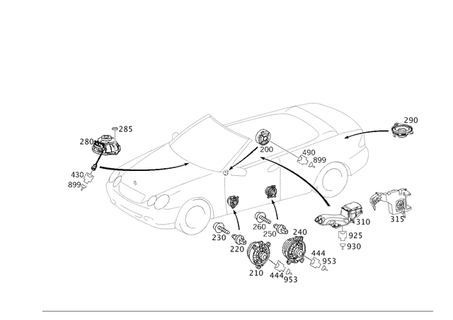 2038200102 - Electrical System: Speaker for Mercedes-Benz: 180C, C230, C240, C280, C32 AMG, C320, C350, C55 AMG, CLK320, CLK350, CLK500, CLK55 AMG, CLK550, CLK63 AMG Image image