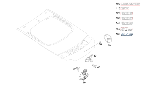 Rear Lid Latch-Type Lock, Rear Lid Attachment Parts for 2016 Mercedes-Benz AMG&reg; GT S #0