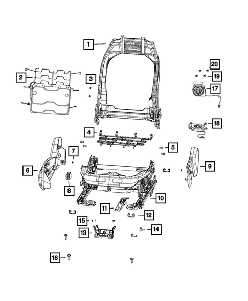 Front Seats - Adjusters, Recliners, Shields and Risers for 2018 Jeep Compass #3