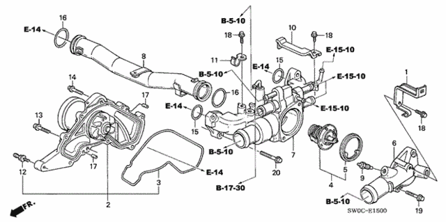 Water Pump - Thermostat for 2004 Acura NSX #0