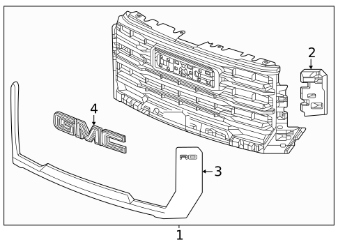 Grille for 2024 GMC Sierra 3500 HD #0