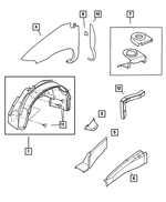 4860531AB - Body Sheet Metal Except Doors: Front Side Rail To Sill Reinforcement, Left for Chrysler: Town &amp; Country, Voyager | Dodge: Caravan, Grand Caravan Image
