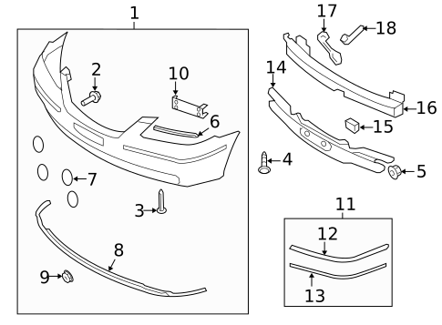 Bumper & Components - Front for 2008 Hyundai Azera #0