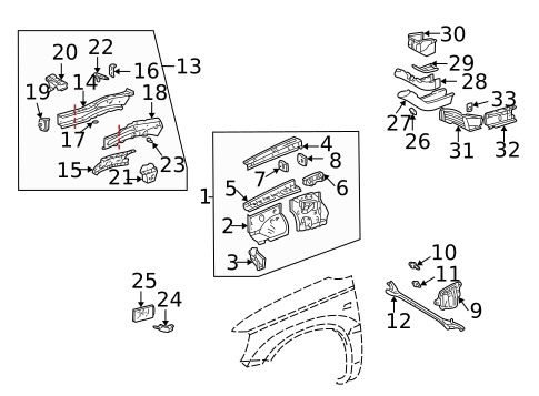 Structural Components & Rails for 2002 Toyota Highlander #0