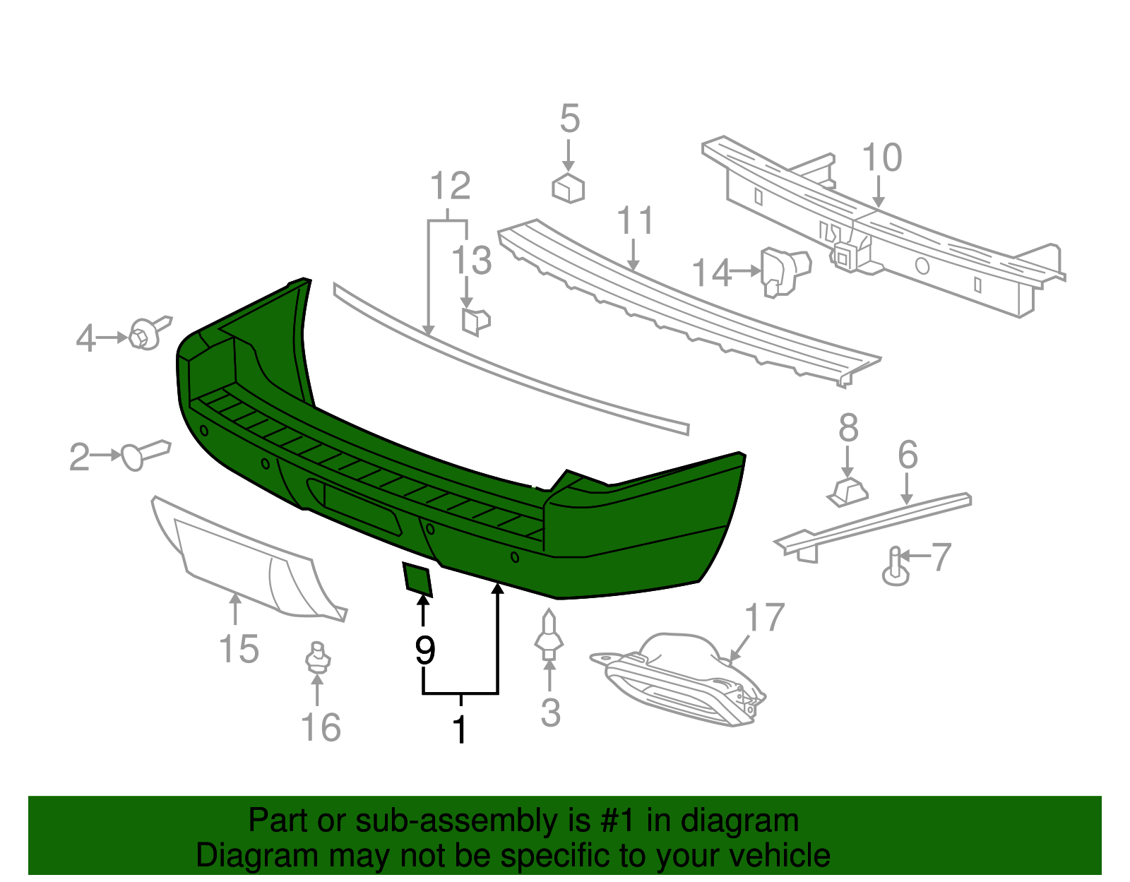 2012-2014 GM Rear Bumper Cover 22756664 | Auto Parts Express