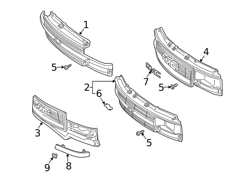 Grille & Components for 1999 Chevrolet Astro #0