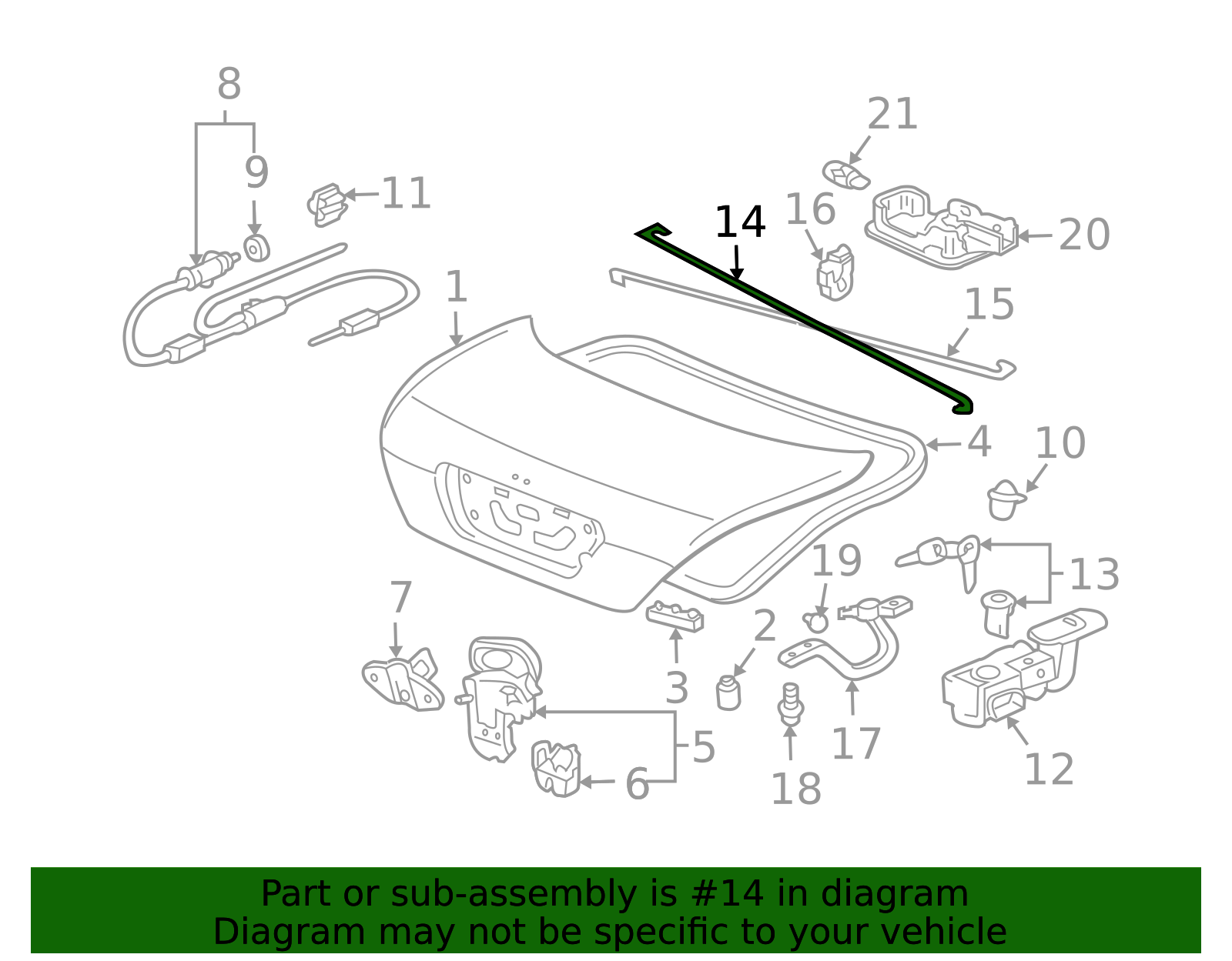 2006-2007 Honda Accord Trunk Torque Rod 74871-SDN-A10 | OEM Parts