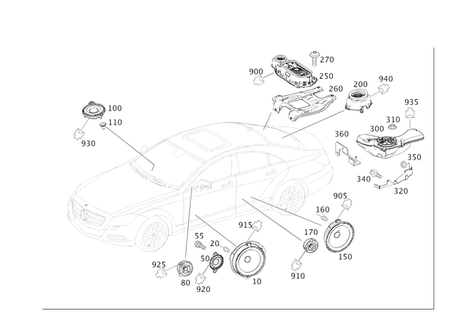 218820000264 - Electrical System: Speaker for Mercedes-Benz: CLS400, CLS550, CLS63 AMG, CLS63 AMG S Image image