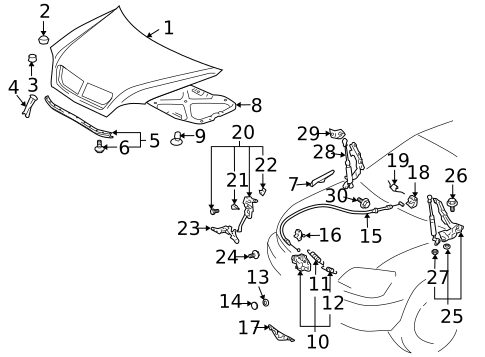 Hood & Components for 2004 Lexus RX330 #0