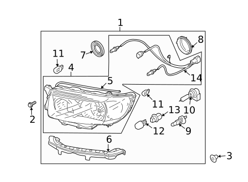 Headlamp Components for 2007 Subaru Forester #1