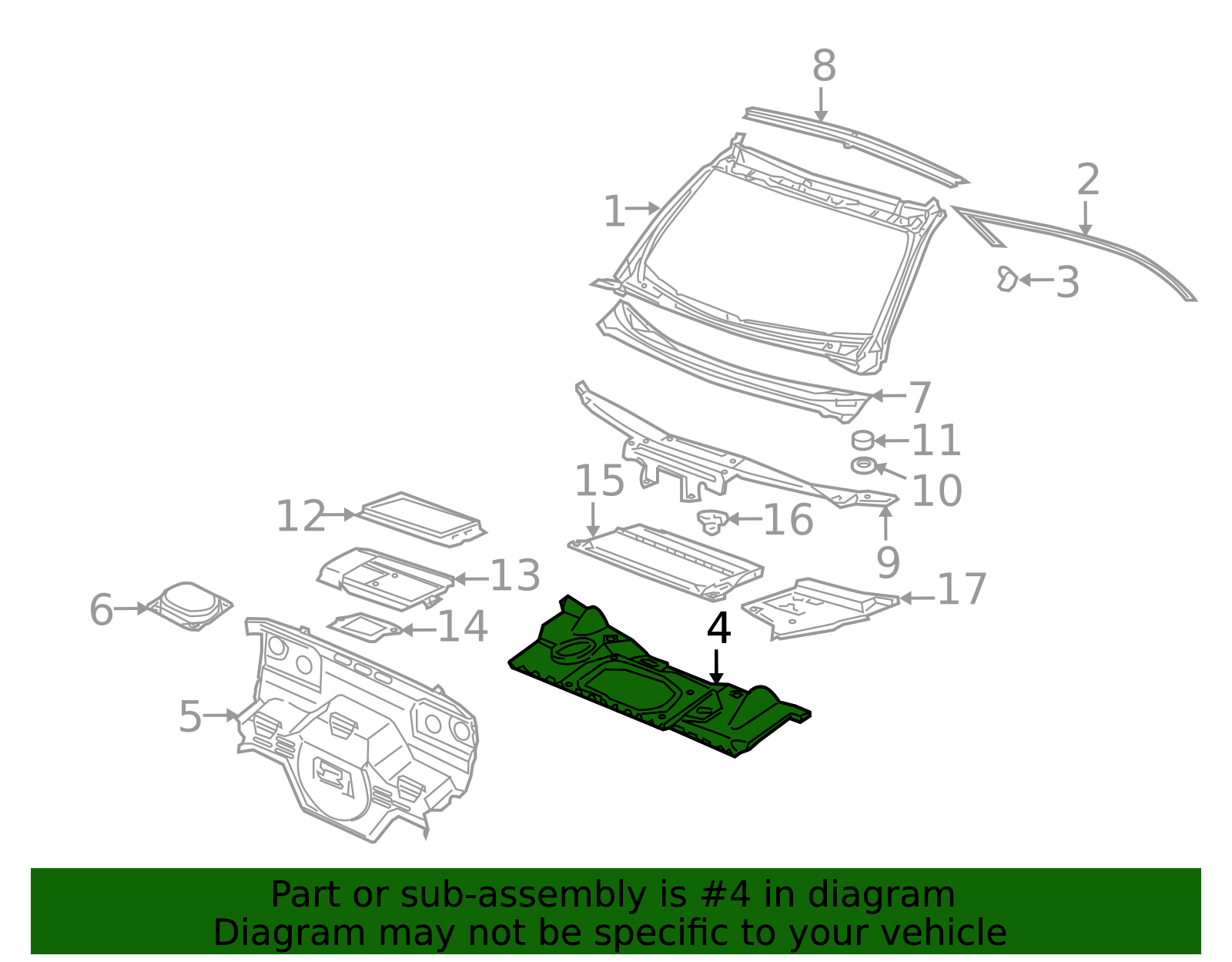 1997-2005 Porsche Cowl Panel 996-502-017-04-GRV | OEM Parts Online