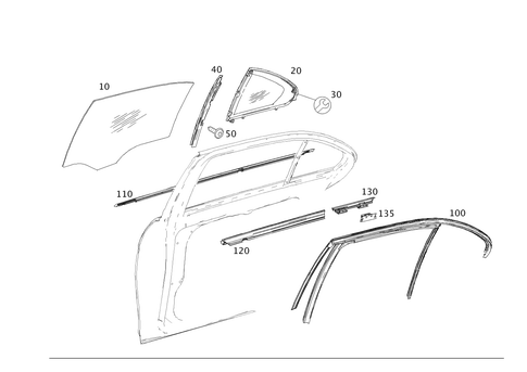 Rear Door Window System for 2010 Mercedes-Benz C300 #0