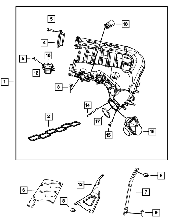 4593870AA - 3.5L Gas; Engine: Manifold Tuning Valve Cover for Mopar Image