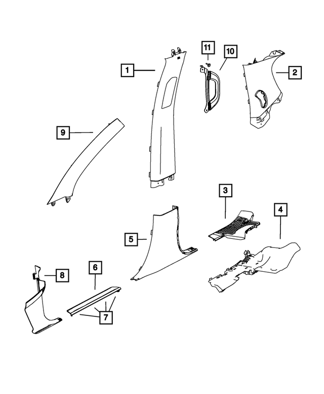 1GP93DX9AH - Interior Trim: B Pillar Upper Trim Panel, Left for Mopar Image