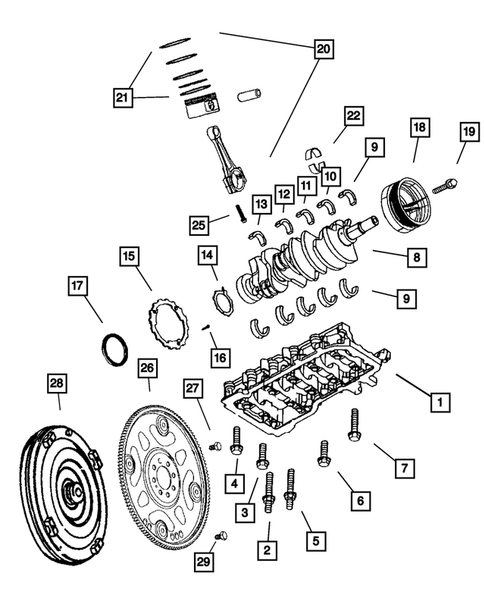 Crankshaft, Pistons and Torque Converter for 2003 Jeep Grand Cherokee #0