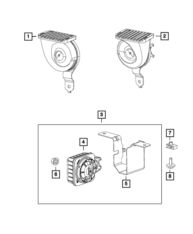 68542449AA - Electrical: Horn And Bracket for Jeep: Grand Cherokee Image