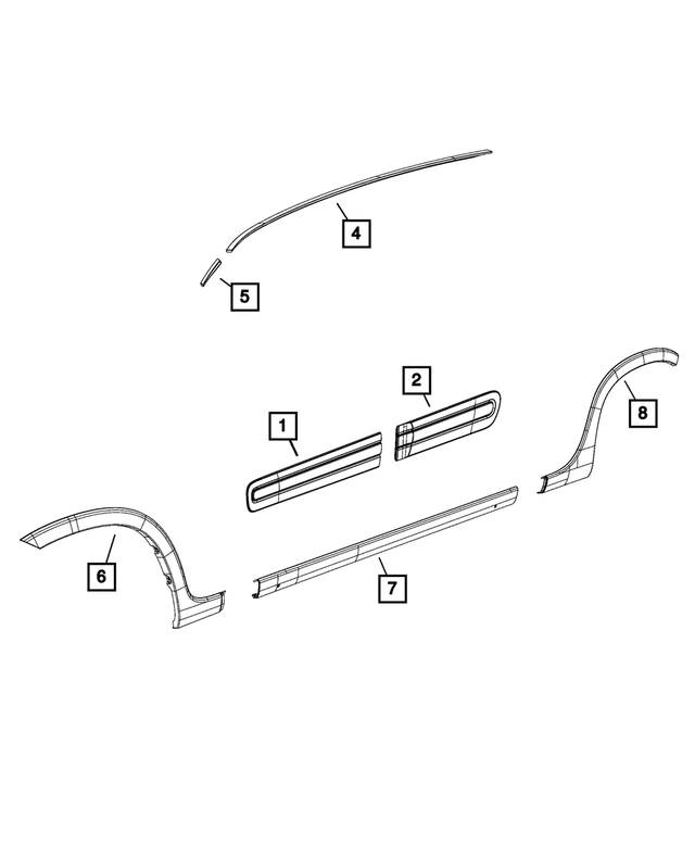 5NE72ZZZAA - Exterior Ornamentation: Roof Joint Molding, Left for Mopar Image