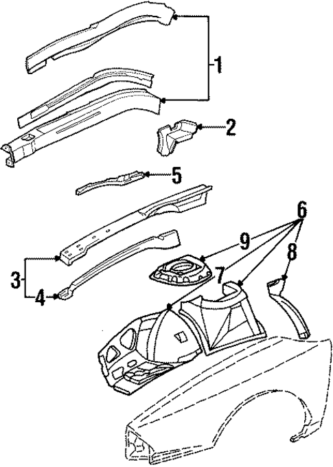 Structural Components & Rails for 1995 Oldsmobile 98 #0