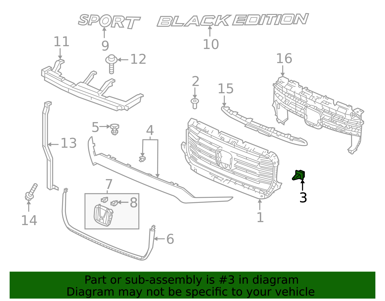 91578-TGV-A01 - Grille Retainer 2021-2025 Honda | Honda Parts Online