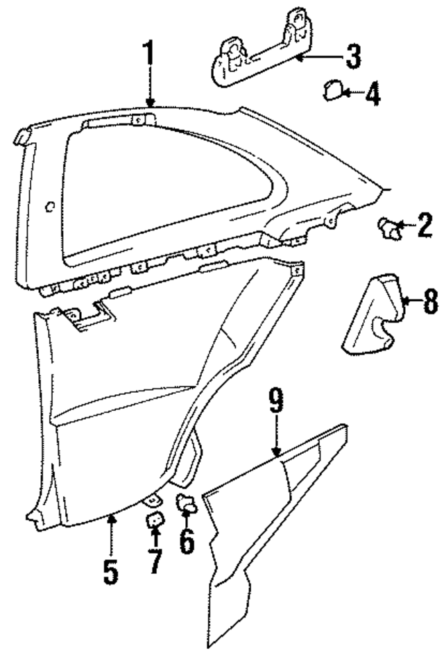 6247024031G0 - Body: Interior Quarter Panel Trim Panel for Lexus Image