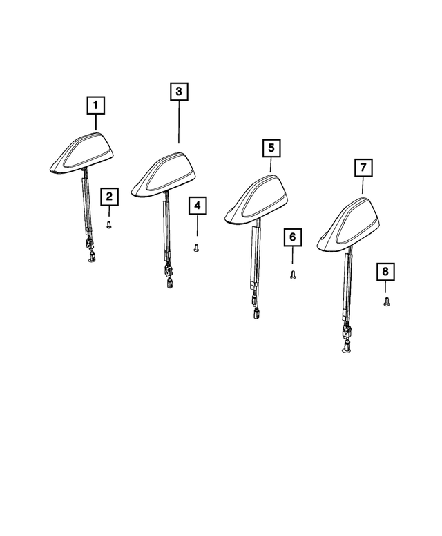 7EC81VCAAA - Electrical: Cable &amp; Base Assy Antenna for Jeep: Grand Cherokee, Grand Cherokee L Image