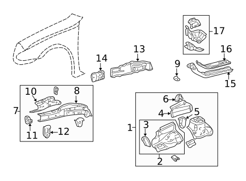 Structural Components & Rails for 2008 Toyota Corolla #0