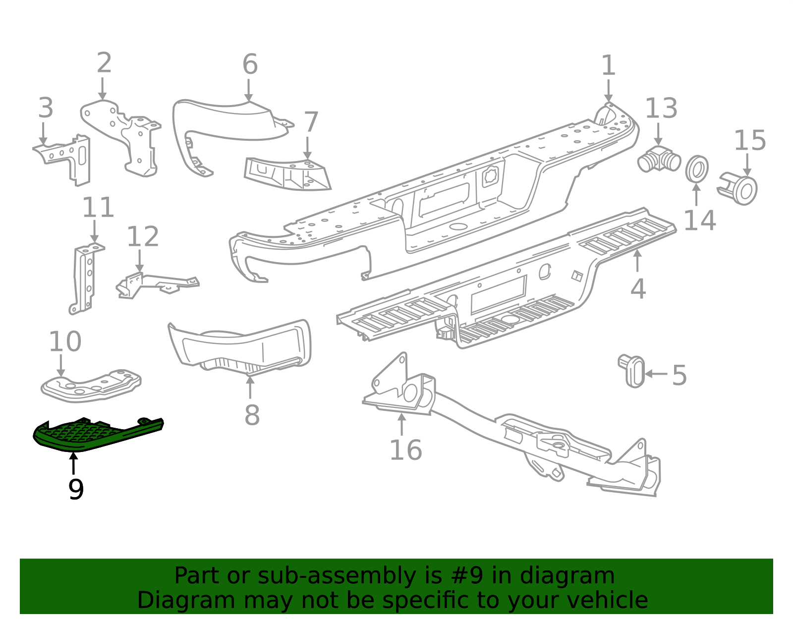 2015-2022 GM Passenger Side Rear Bumper Step Outer Pad 22900985 ...