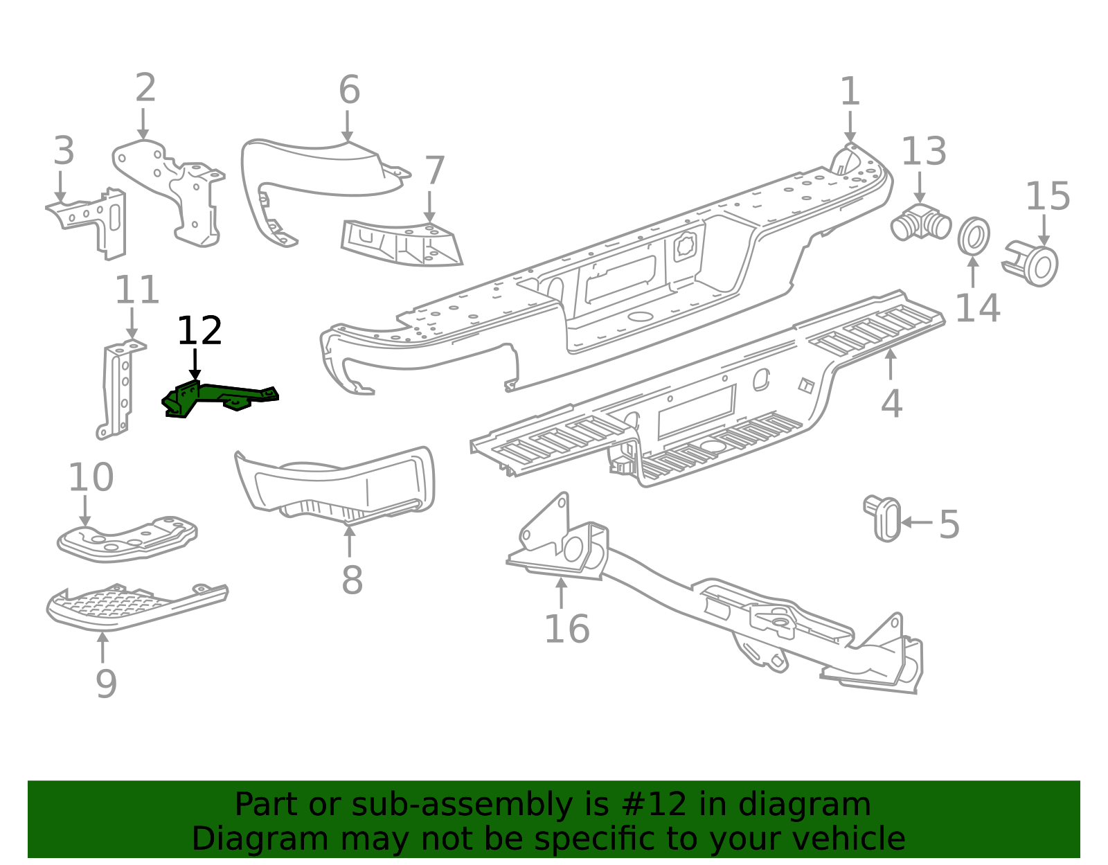 23285673 2015-2022 GM Passenger Side Rear Bumper Impact Bar Bumper Bracket ...