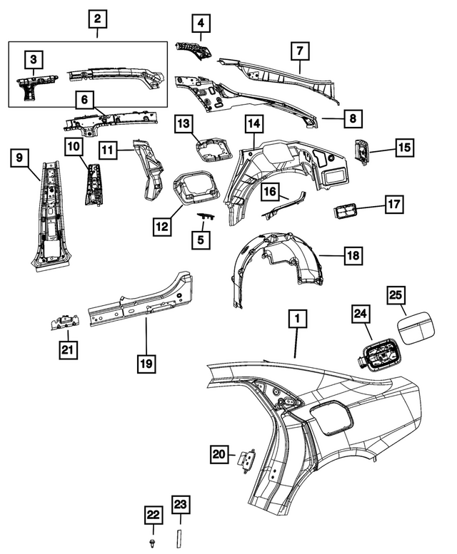 68585182AC - : Roof Rail Reinforcement, Right for Mopar Image