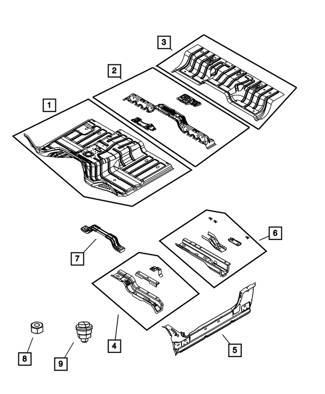 68036568AF - Body Sheet Metal Except Doors: Front Floor Pan for Mopar Image