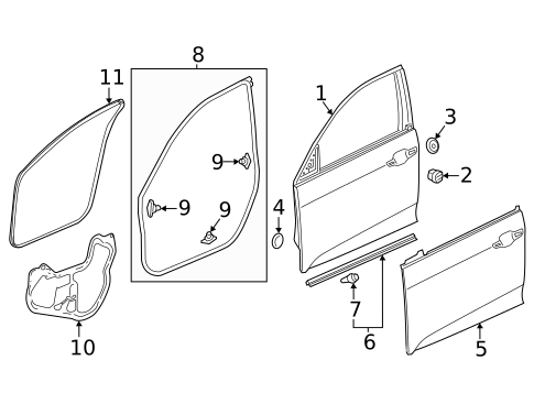 Door & Components for 2022 Honda Civic #1