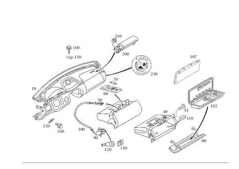 Instrument Panel and Gloves Compartment Box with Passenger Air Bag for 2003 Mercedes-Benz CL500 #0