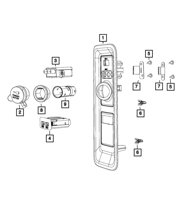 5XT77DX9AA - Electrical: Power Outlet Bezel for Mopar Image