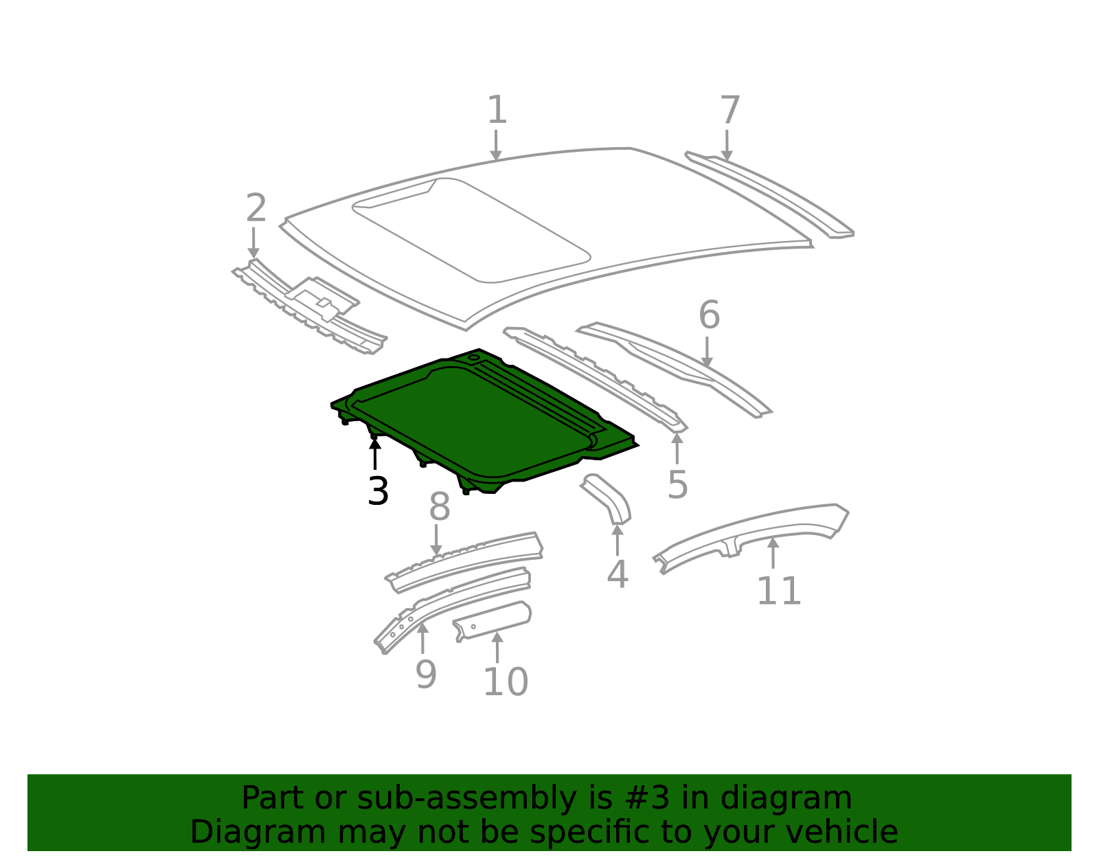 2007-2011 Toyota Camry Sunroof Reinforcement 63142-33060 | Toyota Parts ...