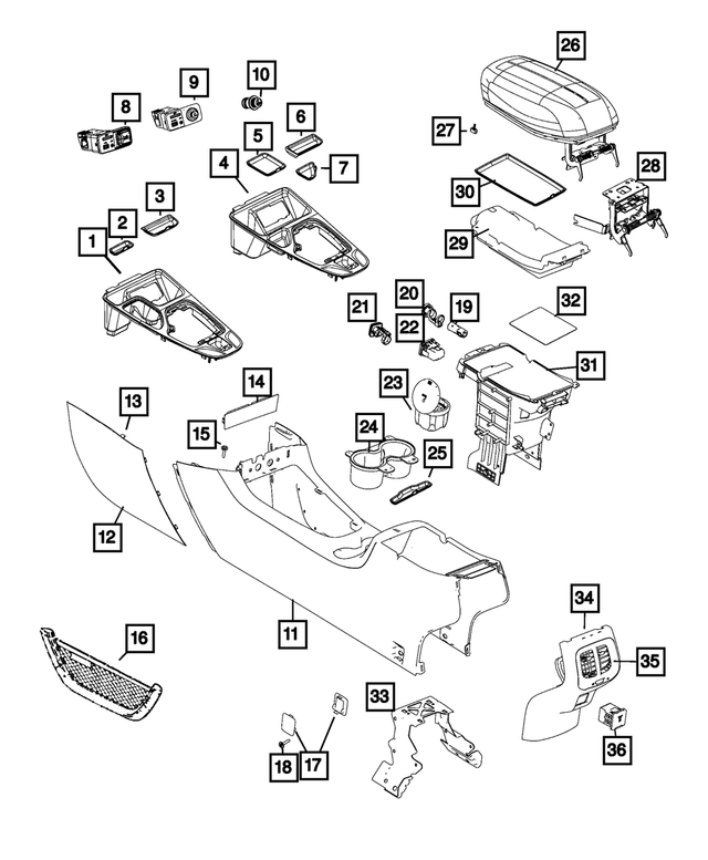 1UJ64DX9AF - Interior Trim: Floor Console Panel, Right for Mopar Image image