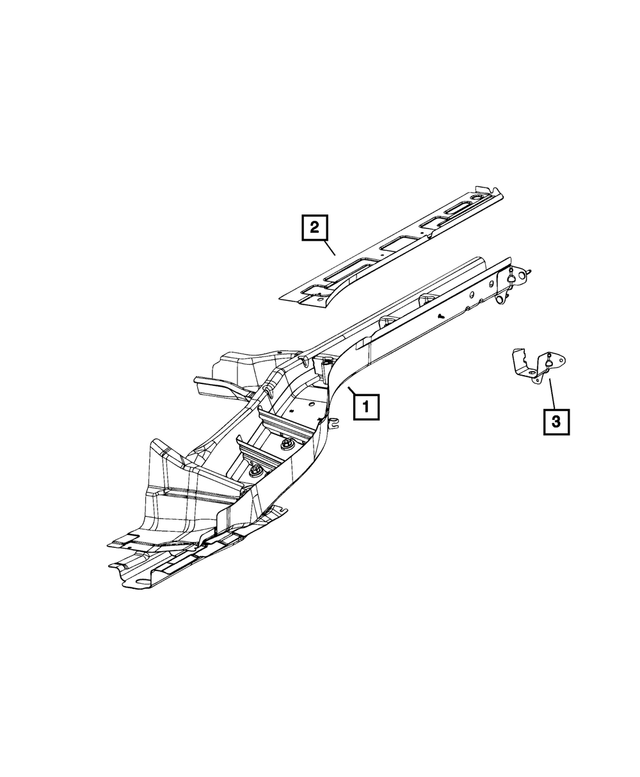 68246111AA - Frame, Bumper and Fascia: Frame Rail Bracket, Right for Mopar Image